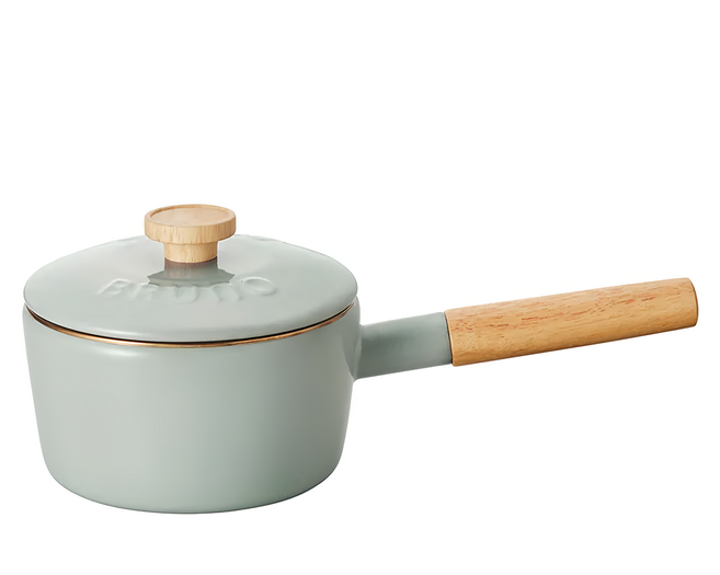 BRUNO 電磁爐可用 琺瑯單柄湯鍋 16cm - 淺霧藍, 1個