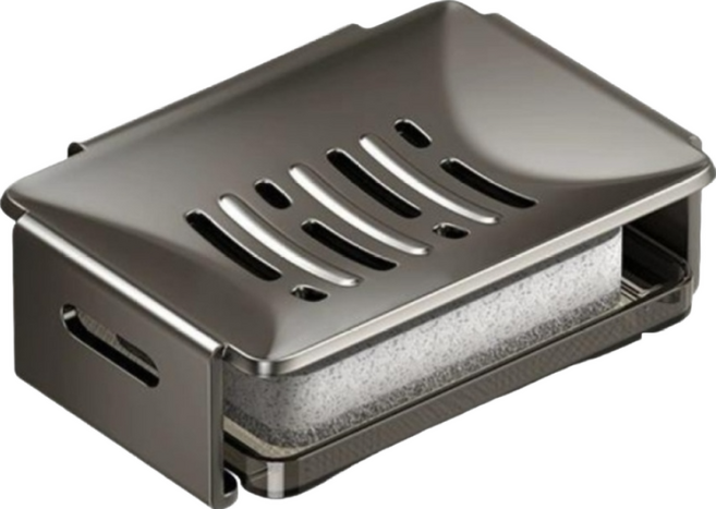 Couselect 太空鋁免打孔壁掛肥皂架 附清潔棉, 1個, 槍灰色