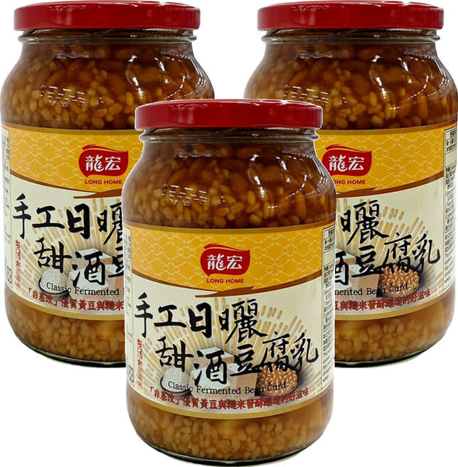 龍宏 手工日曬甜酒豆腐乳, 900g, 3罐