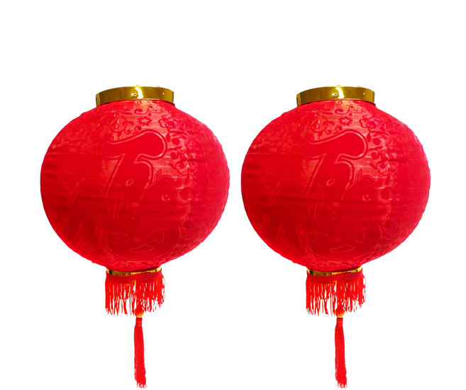 摩達客 農曆春節元宵 20吋植絨魚福燈籠 新年裝飾 節慶裝飾, 1入, 紅色