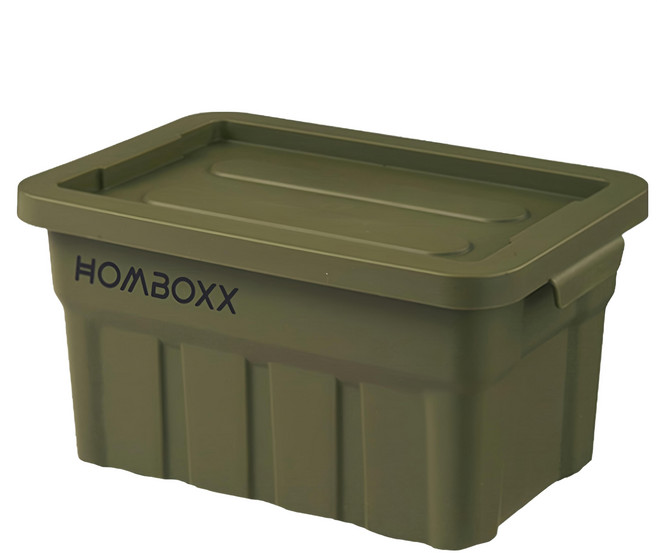 HOMBOXX 工業風高荷重附蓋收納箱 2L, 軍規綠, 1個
