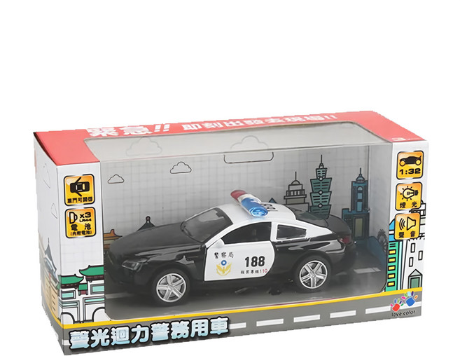 love color 樂彩森林 聲光迴力警務用車 警車, 黑色, 1台