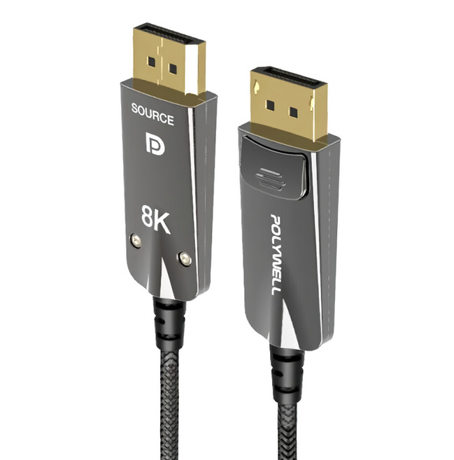 POLYWELL 寶利威爾 DP.14 光纖影音線 PW15-W46-H100, 黑色, 1條, 10m