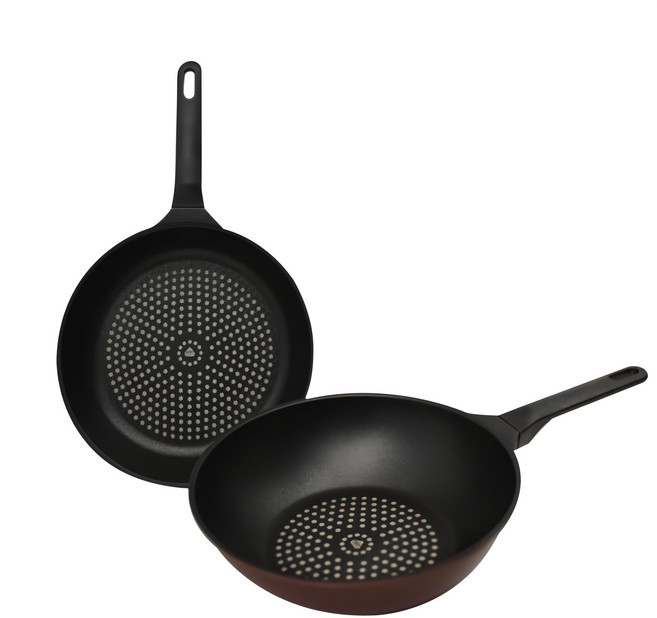 Kitchen-Art 平底鍋具 2件組, 平底鍋28cm+深型平底鍋28cm, 酒紅色, 1組