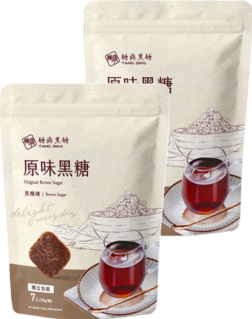 糖鼎 黑糖磚 原味黑糖, 30g, 7顆, 2袋