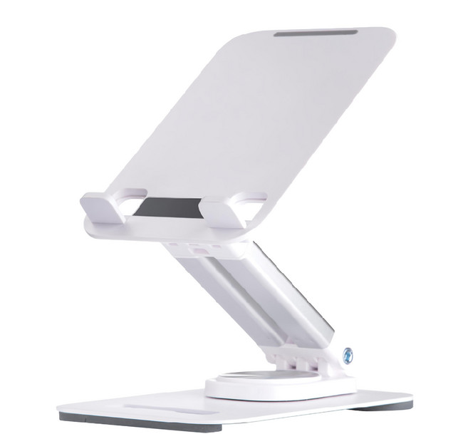 KTnet 廣鐸 桌上型360°旋轉升降式手機平板支架 ST63 4.3~13吋適用 預留充電口 摺疊收納, 白色, 1個
