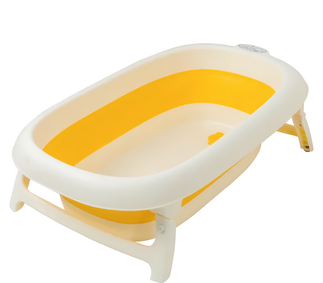 PiYOPiYO 黃色小鴨 折疊浴盆 攜帶式, 白色 + 黃色, 1個