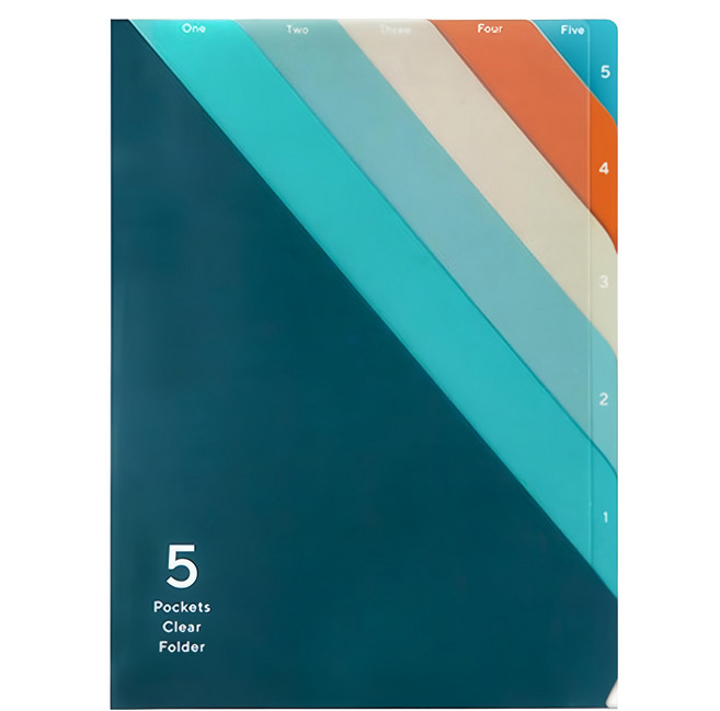 日本 MIDORI 5層資料夾 35346 A5, 1個, 條紋藍