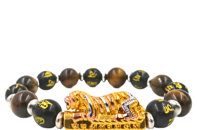 喜緣玉品 金虎爺念珠 台灣神獸 10mm圓珠, 虎眼石, 1個