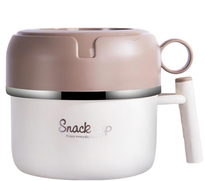 Couselect 304不鏽鋼雙層泡麵碗 15 x 18 x 16.3cm 2.1L, 1個, 咖白色