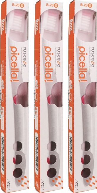 GC Ruscello 軟毛牙刷 B-20S 呵護牙齦 適合刷牙容易流血/牙齦疼痛者, 1入, 3支