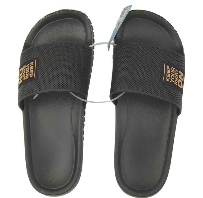 XUZU 舒筑 透氣格紋室外拖鞋, 黑色, 25cm