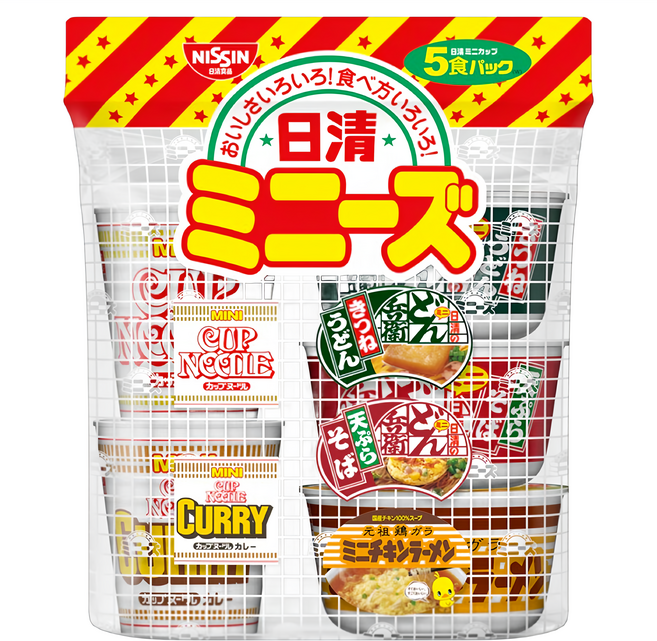 NISSIN 日清 迷你杯麵 Set 5入 Q彈滑順麵條 獨特湯底, 1組