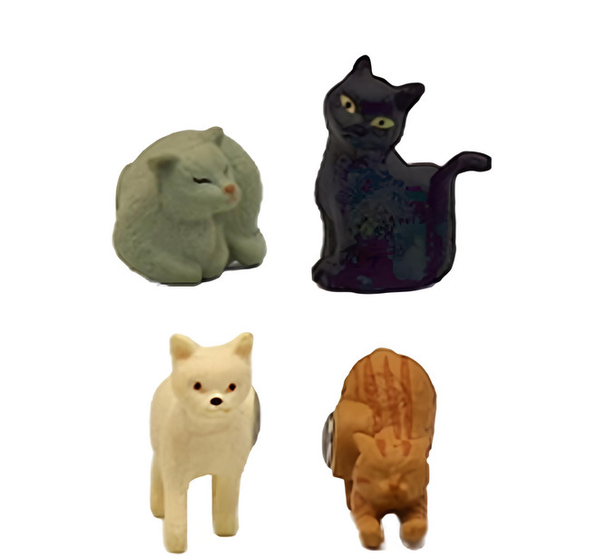 日本 MIDORI 造型磁鐵組 49880006, 小貓 黑色 + 綠色 + 米色 + 橘色
