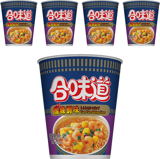 NISSIN 日清 CUP NOODLE 合味道 酸辣蝦海鮮味杯麵 73g, 5入