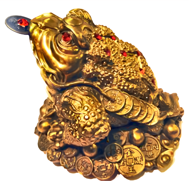 開運陶源 招財咬錢三腳蟾蜍 中 12 x 12 x 11cm, 金色, 1個