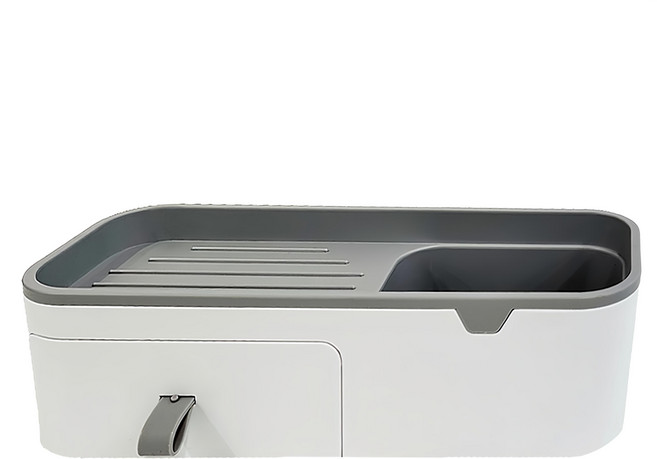 FAmILyLIFE 生活 無痕壁掛洞洞板專用 抽屜收納置物架 A-302-W 10.7 x 28.2 x 7.5cm, 簡約白, 1個