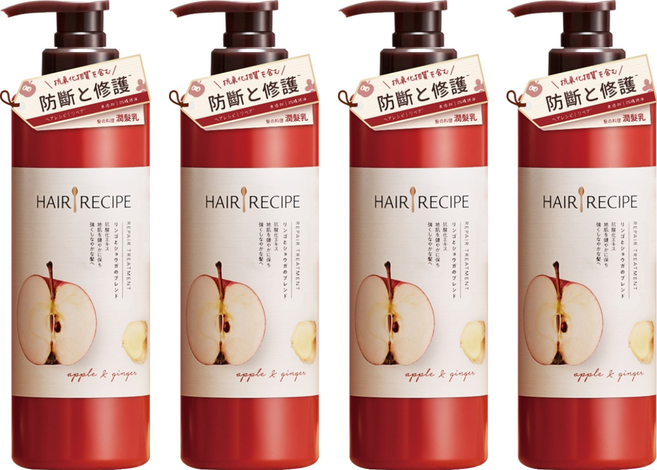HAIR RECIPE 髮的食譜 防斷修護潤髮乳 蘋果生薑, 530g, 4瓶