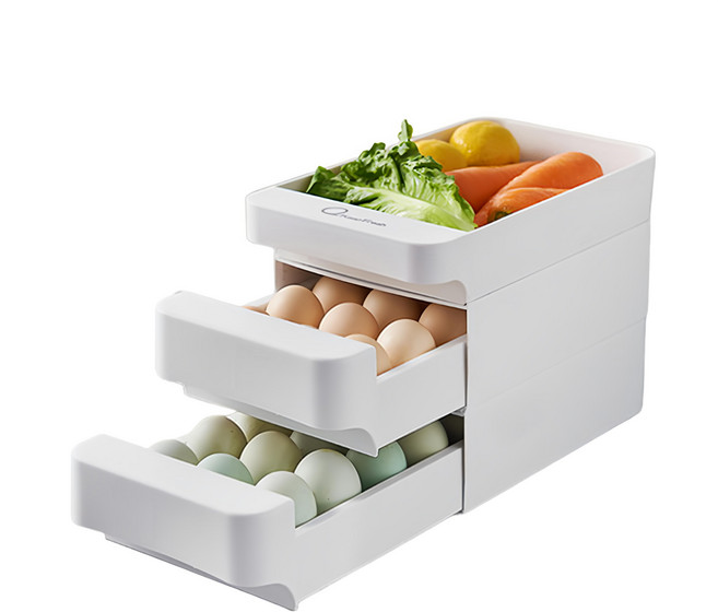 3層雞蛋收納盒 Set 冰箱收納盒 PP材質, 白色, 1組