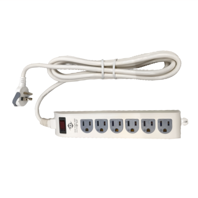 WeiTien 威電 電腦線1開6插3P電腦線 293 x 48cm 1650W, 293cm, 白色, 1條