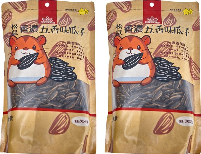 RIH RIH WANG 日日旺 松鼠香濃五香味瓜子, 500g, 2包