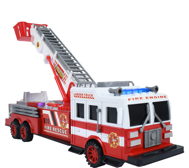 PLAYFUL TOYS 頑玩具 聲光電動消防車, 消防車 紅色 + 白色, 1組