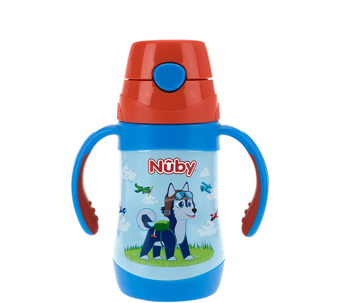 Nuby 不銹鋼真空學習杯 細吸管, 領航犬, 280ml, 1個
