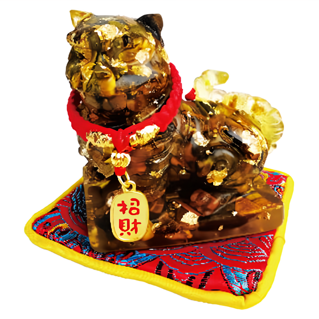 財神虎爺擺件 天然水晶, 虎眼石, 1個