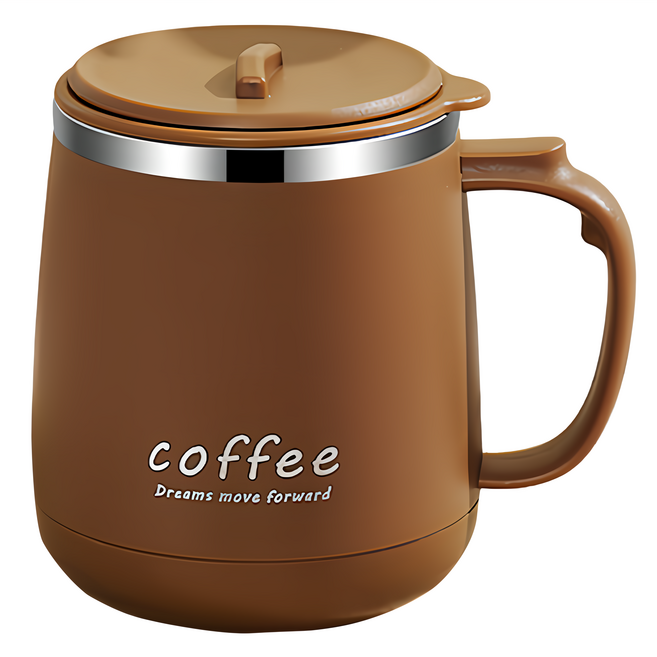 couselect 304不鏽鋼附蓋咖啡杯 480ml, 1個, 咖啡棕