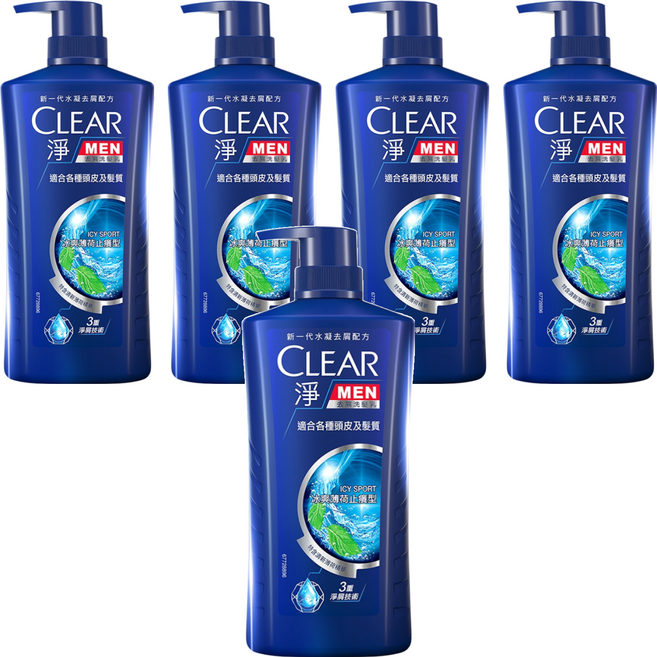 CLEAR 淨 冰涼薄荷止癢 男士去屑洗髮乳, 750g, 5瓶