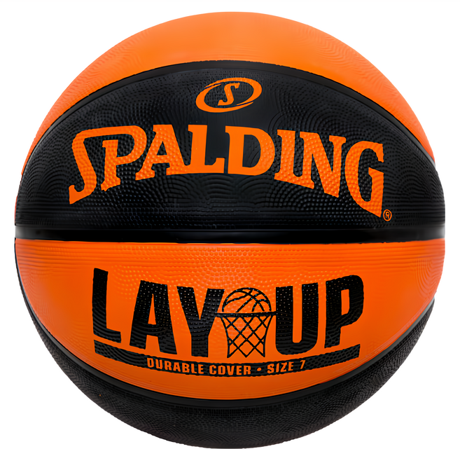 SPALDING 斯伯丁 LAY UP 橡膠籃球 橘黑色, SPA84548, 1顆