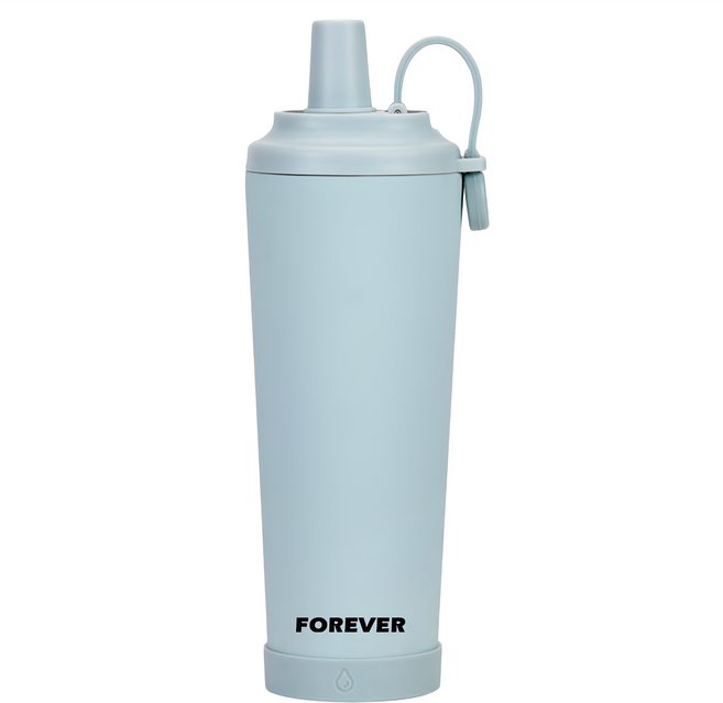 FOREVER 韓系手提式不鏽鋼陶瓷塗層吸管杯 附吸管蓋, 冰川藍, 830ml, 1個