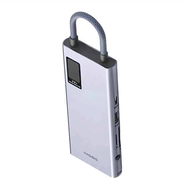 HAGiBiS 海備思 鋁合金九合一數位顯示Type-C多功能擴充器 4K HDMI高畫質接口 千兆網口支援1000Mbps高速傳輸, TSX102, 深空灰, 1個