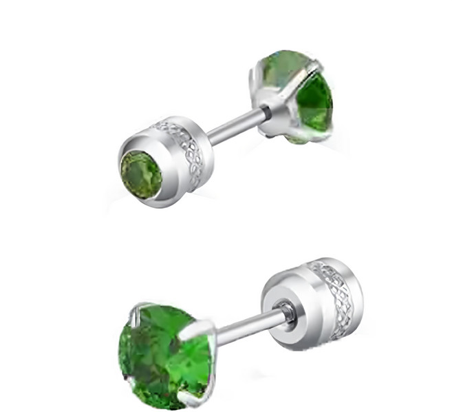 Brilliant Beauty 耀眼美人 八十分閃耀招財橄欖綠雙鋯石鑽醫療鋼不銹鋼耳環