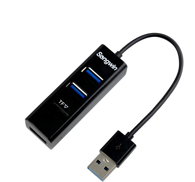 Songwin 尚之宇 USB2.0 二合一讀卡集線器 6 x 2.6 x 2.6cm 19g, 黑色, 1個