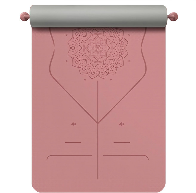 ZHONGOU 長紅 TPE加厚款正位線防滑雙色瑜珈墊 TP68 贈綁帶+背袋+拉力繩或拍拍球(顏色款式隨機), 粉色, 1組