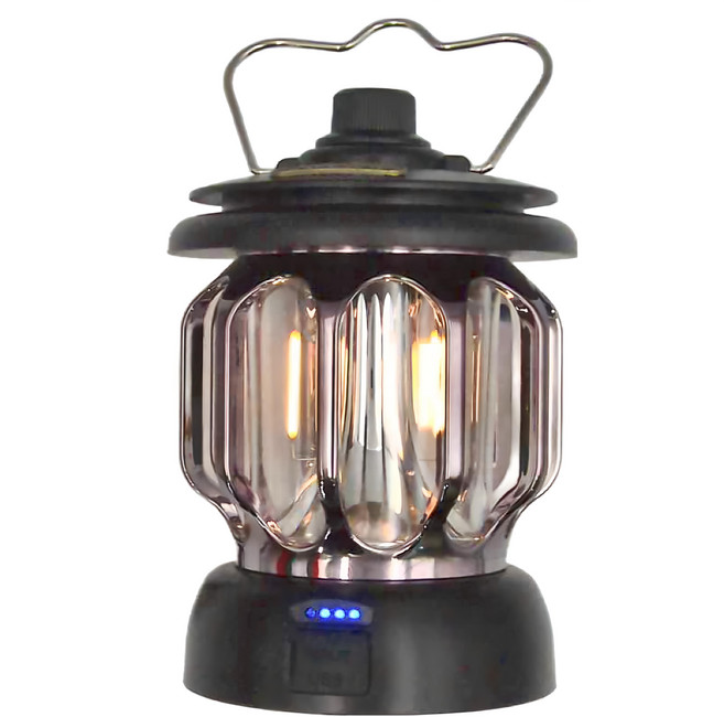 LED復古露營燈 大容量電池 TYPE-C快充 戶外防水, 黑色, 1個