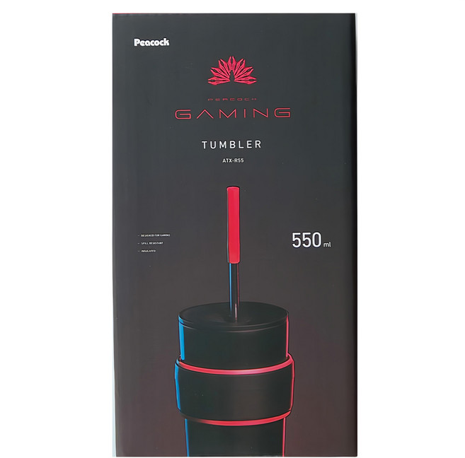 Peacock 日本孔雀 316不鏽鋼 電競保溫杯 550ml, 紅色 + 黑色, 1個