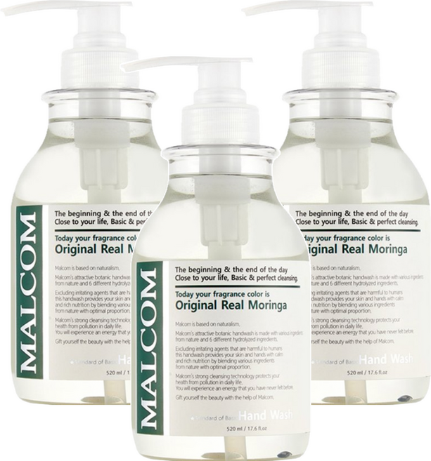 MALCOM 瑪律科姆 極淨植萃香氛洗手露 舒心辣木香 520ml, 3瓶