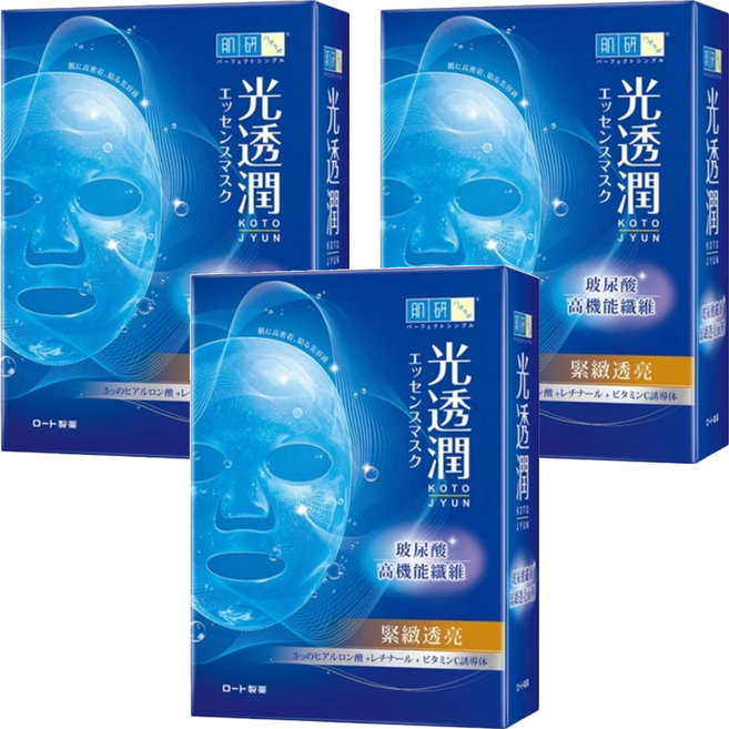 HADALABO 肌研 台灣公司貨 光透潤玻尿酸纖維緊緻面膜 28ml, 6片, 3盒