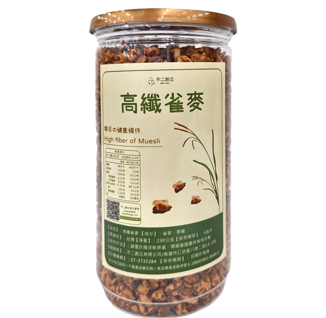 Oneway 不二創立 高纖雀麥, 230g, 1罐