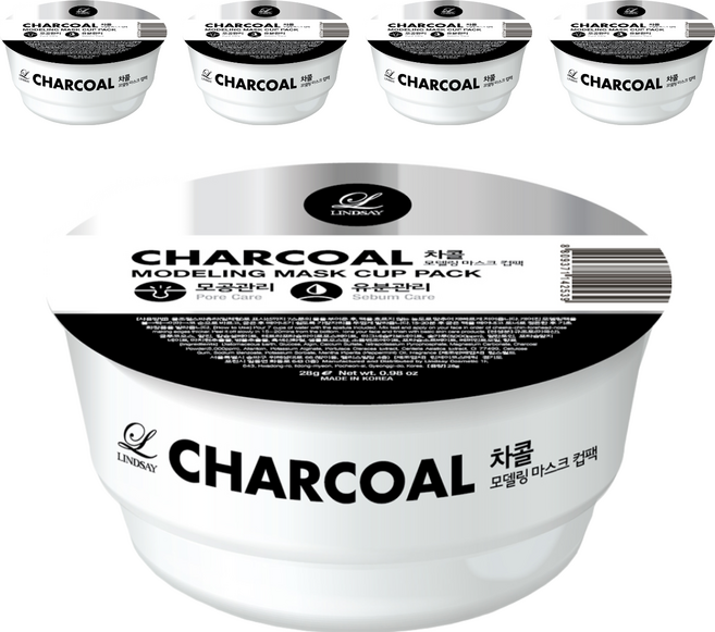 韓國 LINDSAY 台灣公司貨 杯裝軟膜粉 木炭 28g, 1入, 5個