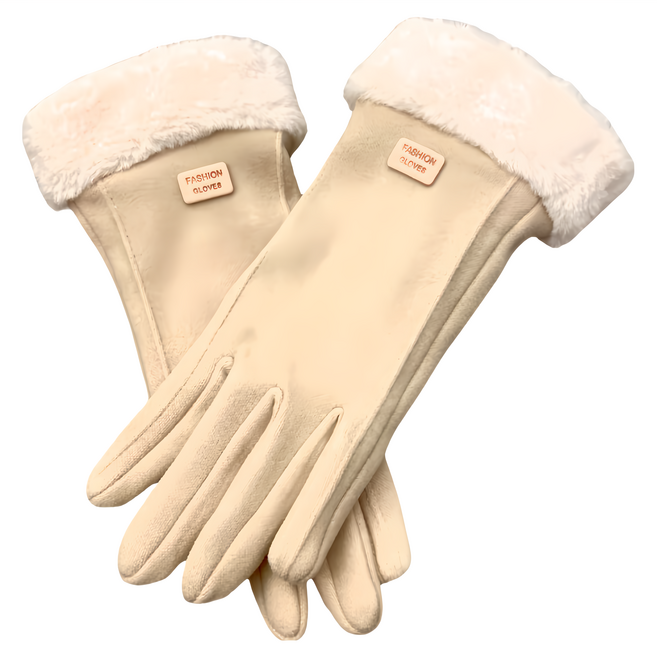 WOONUE 女士超高質感保暖可觸控手套 親膚羊毛加絨防寒雙層手套