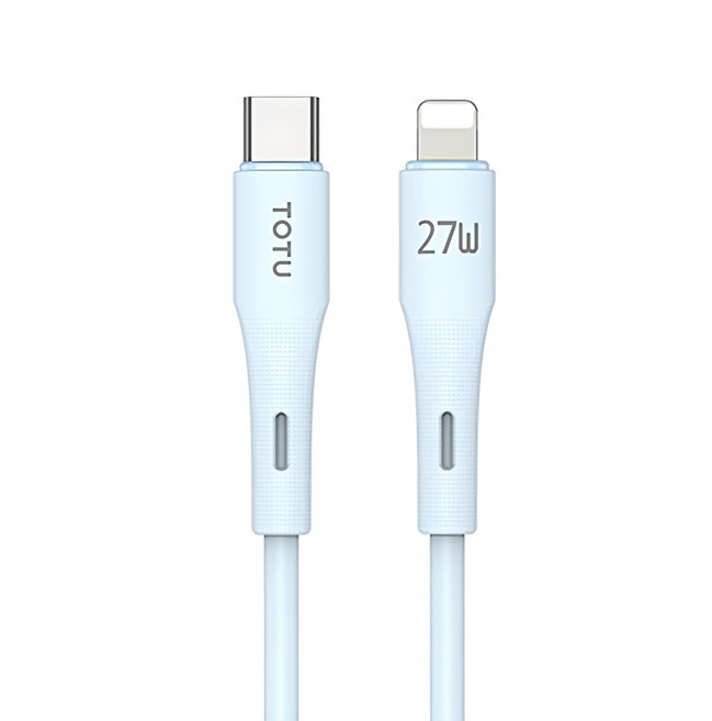 TOTU 拓途 膚感系列 液態矽膠 Type-C-Lightning PD充電線傳輸線快充線, 藍色, 1條, 1m