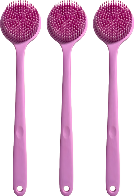 矽膠洗澡洗背刷 38 x 8 x 3.5cm 130g, 粉紅佳人, 3支