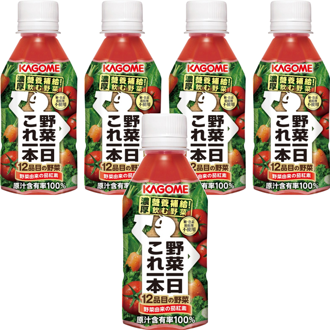 KAGOME 可果美 野菜一日100%綜合蔬果汁, 280ml, 5瓶