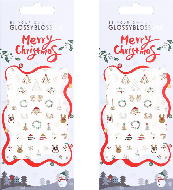GLOSSYBLOSSOM 聖誕系列 - 寒冬聖誕節氛圍美甲貼, Happy Carol, 2組
