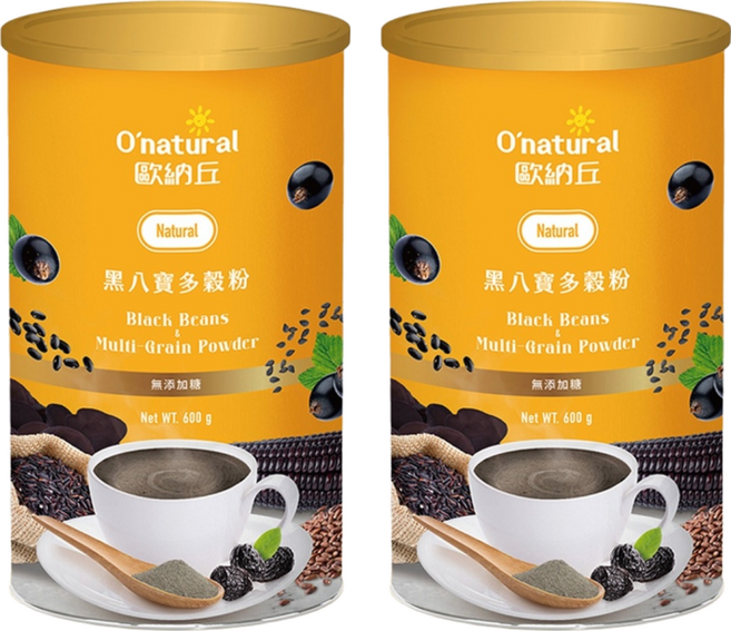 O'natural 歐納丘 黑八寶多穀粉, 600g, 2罐