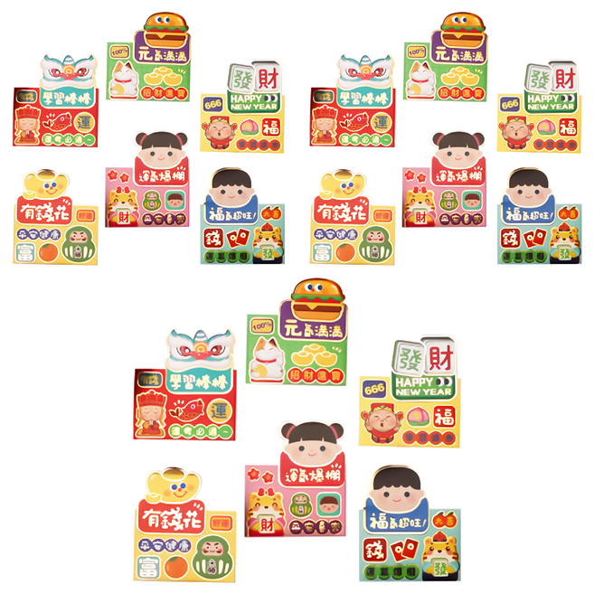 EDISH 壹滴水 創意卡通燙金紅包六件組, 3組