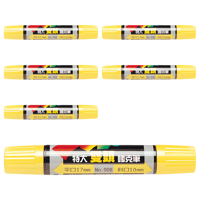 LIBERTY 利百代 特大雙頭嘜克筆, 黃色, 6支